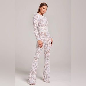 Nadine Merabi Bella White Jumpsuit Size SM